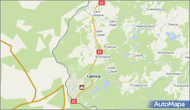 mapa Bronowice gmina Trzebiel, Bronowice gmina Trzebiel na mapie Targeo