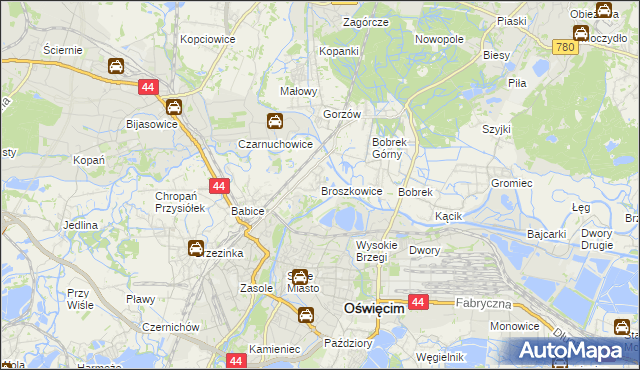 mapa Broszkowice, Broszkowice na mapie Targeo