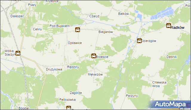 mapa Brzeście gmina Radków, Brzeście gmina Radków na mapie Targeo