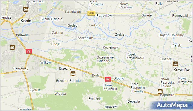 mapa Brzezińskie Holendry, Brzezińskie Holendry na mapie Targeo