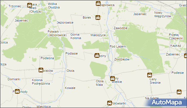 mapa Brzeziny gmina Żarnowiec, Brzeziny gmina Żarnowiec na mapie Targeo