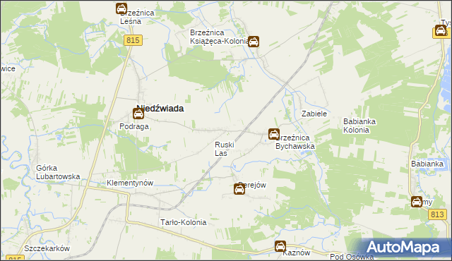 mapa Brzeźnica Bychawska-Kolonia, Brzeźnica Bychawska-Kolonia na mapie Targeo