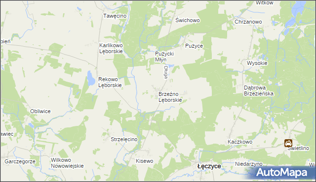mapa Brzeźno Lęborskie, Brzeźno Lęborskie na mapie Targeo