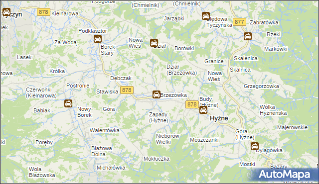 mapa Brzezówka gmina Hyżne, Brzezówka gmina Hyżne na mapie Targeo