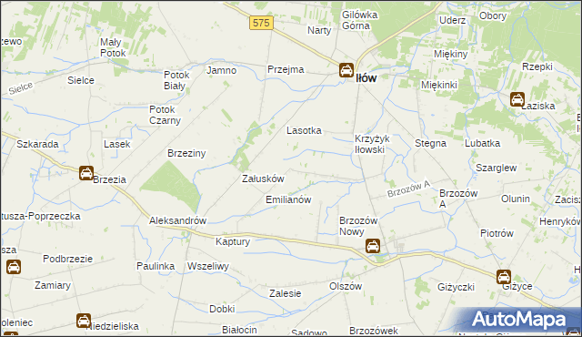 mapa Brzozowiec gmina Iłów, Brzozowiec gmina Iłów na mapie Targeo
