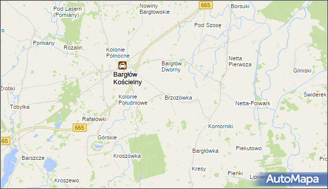 mapa Brzozówka gmina Bargłów Kościelny, Brzozówka gmina Bargłów Kościelny na mapie Targeo