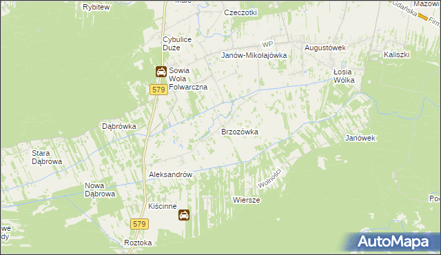 mapa Brzozówka gmina Czosnów, Brzozówka gmina Czosnów na mapie Targeo