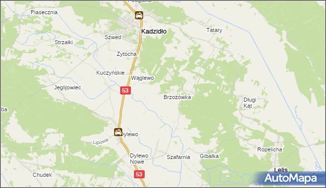 mapa Brzozówka gmina Kadzidło, Brzozówka gmina Kadzidło na mapie Targeo