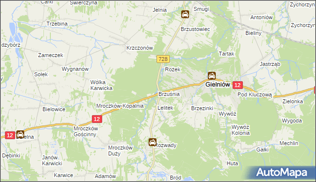 mapa Brzuśnia, Brzuśnia na mapie Targeo