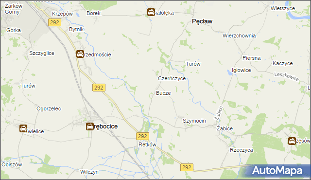 mapa Bucze gmina Grębocice, Bucze gmina Grębocice na mapie Targeo