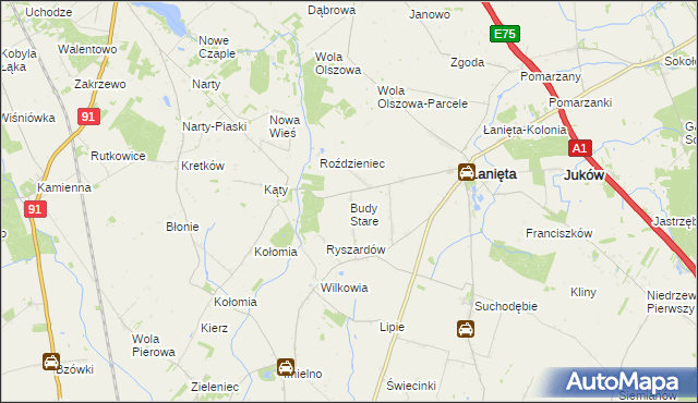 mapa Budy Stare gmina Łanięta, Budy Stare gmina Łanięta na mapie Targeo