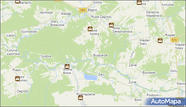 mapa Budziarze, Budziarze na mapie Targeo