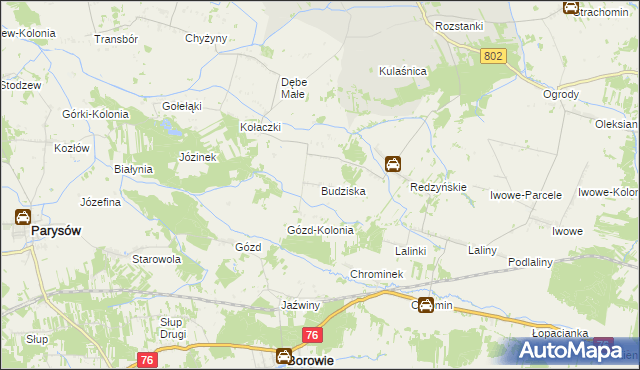 mapa Budziska gmina Latowicz, Budziska gmina Latowicz na mapie Targeo