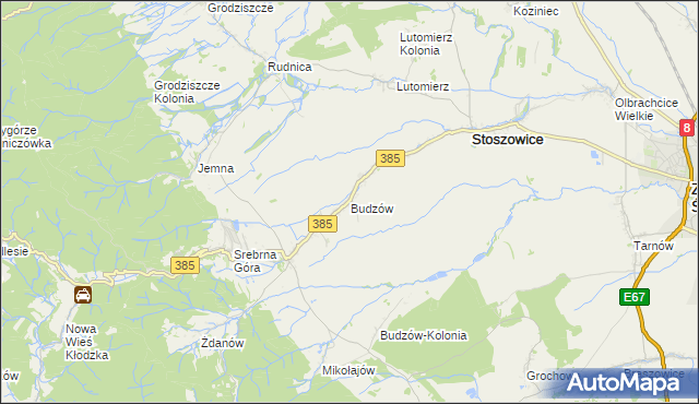 mapa Budzów gmina Stoszowice, Budzów gmina Stoszowice na mapie Targeo