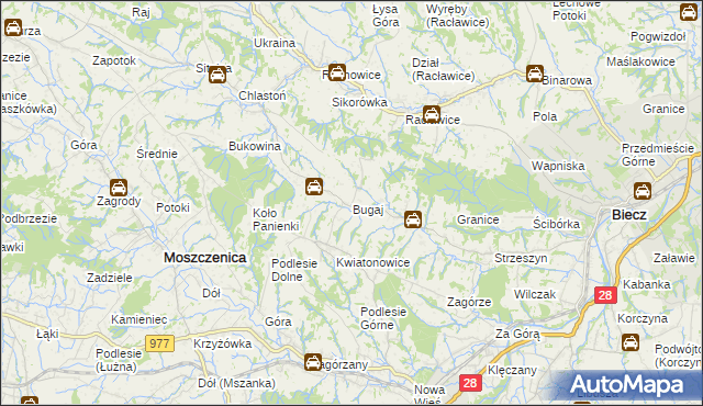 mapa Bugaj gmina Biecz, Bugaj gmina Biecz na mapie Targeo