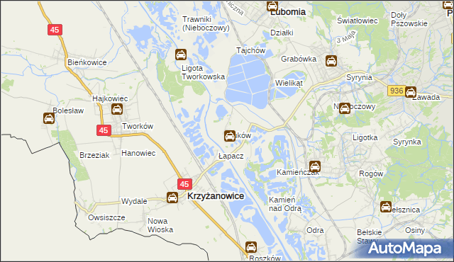 mapa Buków gmina Lubomia, Buków gmina Lubomia na mapie Targeo