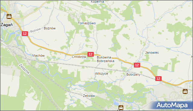 mapa Bukowina Bobrzańska, Bukowina Bobrzańska na mapie Targeo