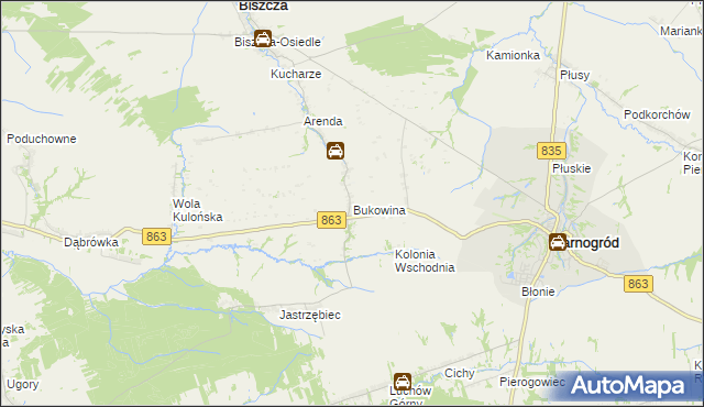 mapa Bukowina gmina Biszcza, Bukowina gmina Biszcza na mapie Targeo