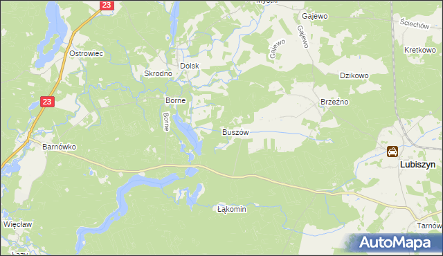mapa Buszów gmina Lubiszyn, Buszów gmina Lubiszyn na mapie Targeo