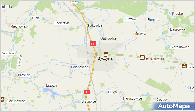 mapa Byczyna powiat kluczborski, Byczyna powiat kluczborski na mapie Targeo