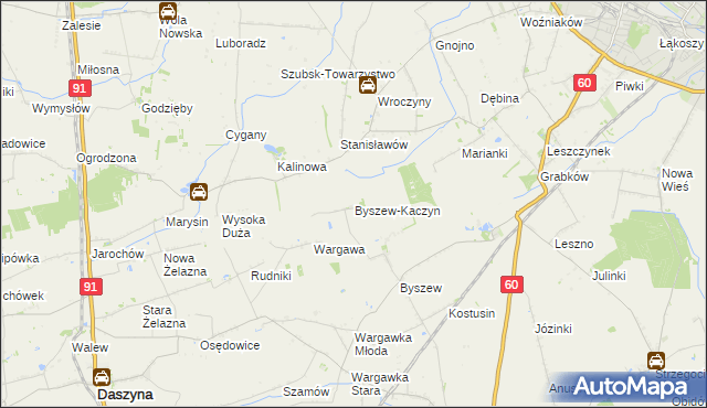 mapa Byszew-Kaczyn, Byszew-Kaczyn na mapie Targeo