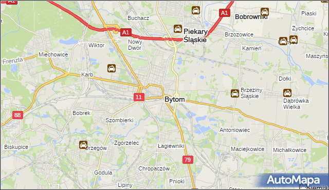 mapa Bytomia, Bytom na mapie Targeo