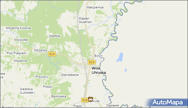 mapa Bytyń gmina Wola Uhruska, Bytyń gmina Wola Uhruska na mapie Targeo