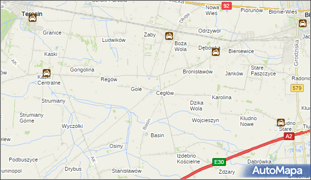 mapa Cegłów gmina Baranów, Cegłów gmina Baranów na mapie Targeo