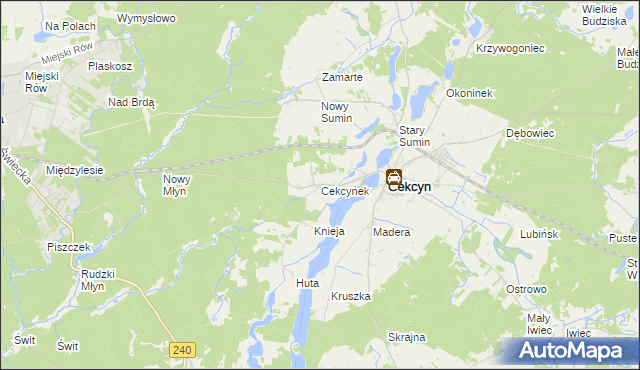 mapa Cekcynek, Cekcynek na mapie Targeo