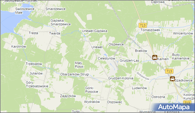 mapa Celestynów gmina Sławno, Celestynów gmina Sławno na mapie Targeo