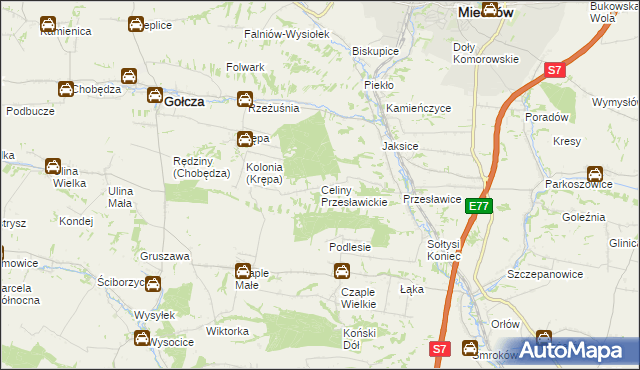 mapa Celiny Przesławickie, Celiny Przesławickie na mapie Targeo