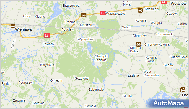 mapa Chałupki Łaziskie, Chałupki Łaziskie na mapie Targeo