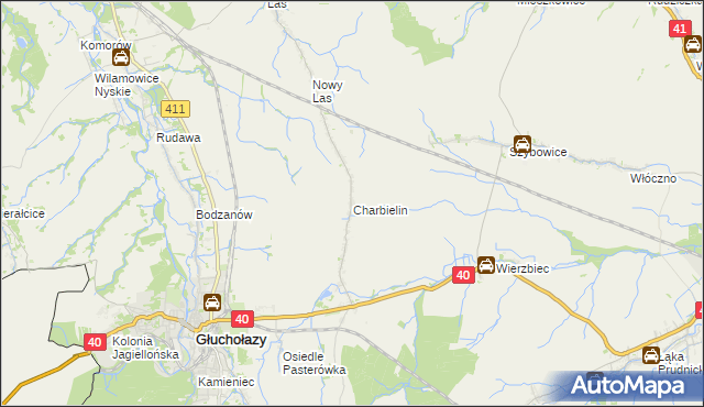 mapa Charbielin gmina Głuchołazy, Charbielin gmina Głuchołazy na mapie Targeo