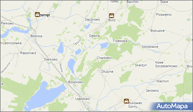 mapa Charbielin gmina Włoszakowice, Charbielin gmina Włoszakowice na mapie Targeo