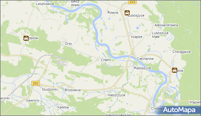 mapa Chełm gmina Rudna, Chełm gmina Rudna na mapie Targeo