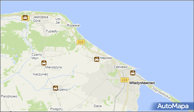 mapa Chłapowo gmina Władysławowo, Chłapowo gmina Władysławowo na mapie Targeo