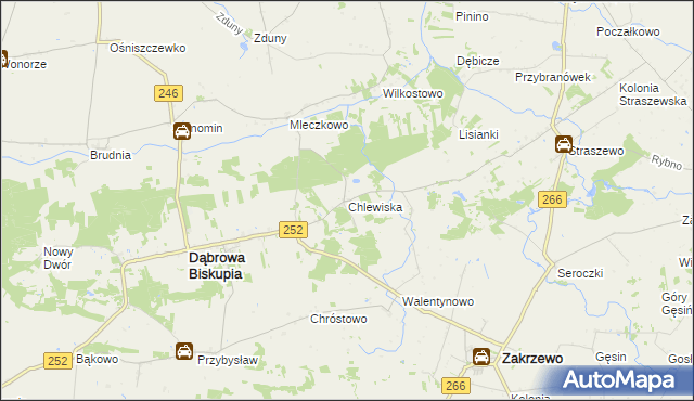 mapa Chlewiska gmina Dąbrowa Biskupia, Chlewiska gmina Dąbrowa Biskupia na mapie Targeo