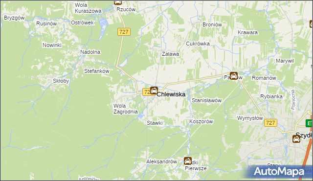 mapa Chlewiska powiat szydłowiecki, Chlewiska powiat szydłowiecki na mapie Targeo