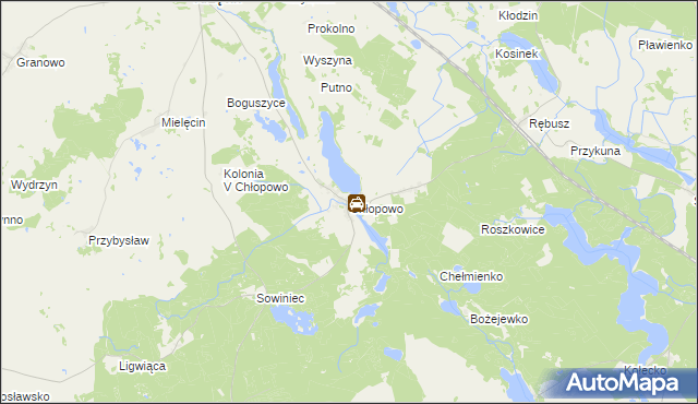 mapa Chłopowo gmina Krzęcin, Chłopowo gmina Krzęcin na mapie Targeo