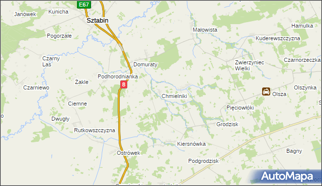 mapa Chmielniki gmina Suchowola, Chmielniki gmina Suchowola na mapie Targeo