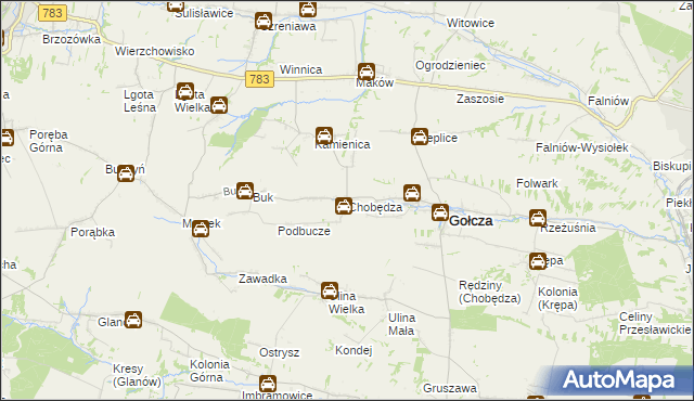 mapa Chobędza, Chobędza na mapie Targeo