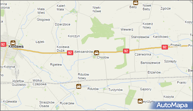 mapa Chodów powiat kolski, Chodów powiat kolski na mapie Targeo