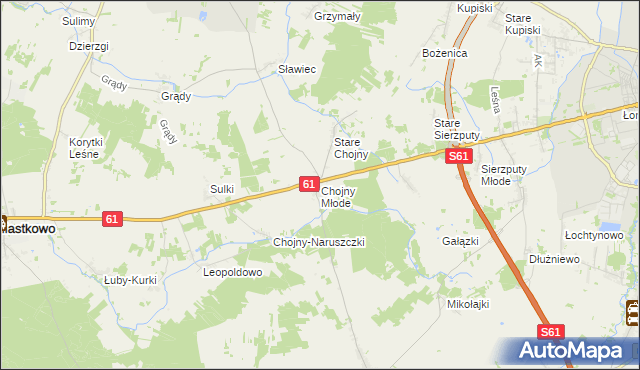 mapa Chojny Młode, Chojny Młode na mapie Targeo