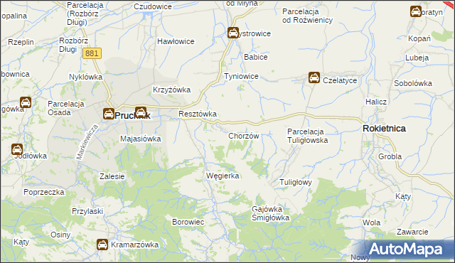 mapa Chorzów gmina Roźwienica, Chorzów gmina Roźwienica na mapie Targeo