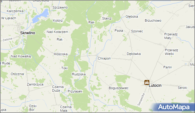 mapa Chrapoń gmina Lutocin, Chrapoń gmina Lutocin na mapie Targeo