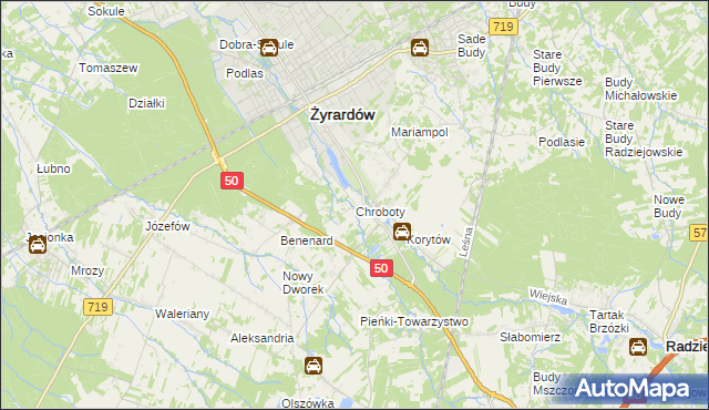 mapa Chroboty, Chroboty na mapie Targeo