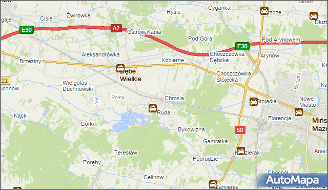 mapa Chrośla, Chrośla na mapie Targeo