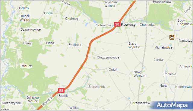 mapa Chrzczonowice, Chrzczonowice na mapie Targeo