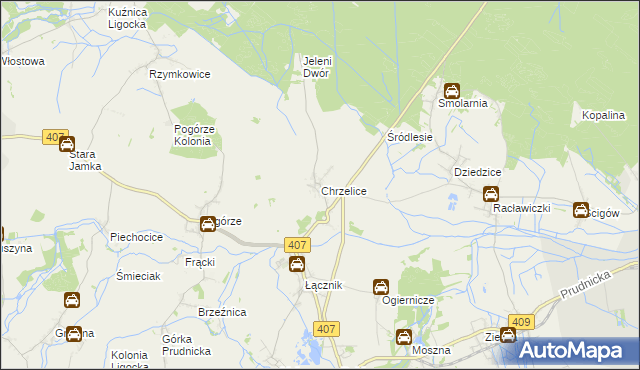mapa Chrzelice, Chrzelice na mapie Targeo