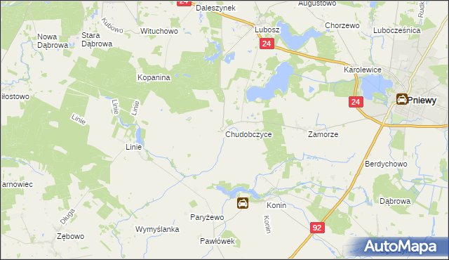 mapa Chudobczyce, Chudobczyce na mapie Targeo